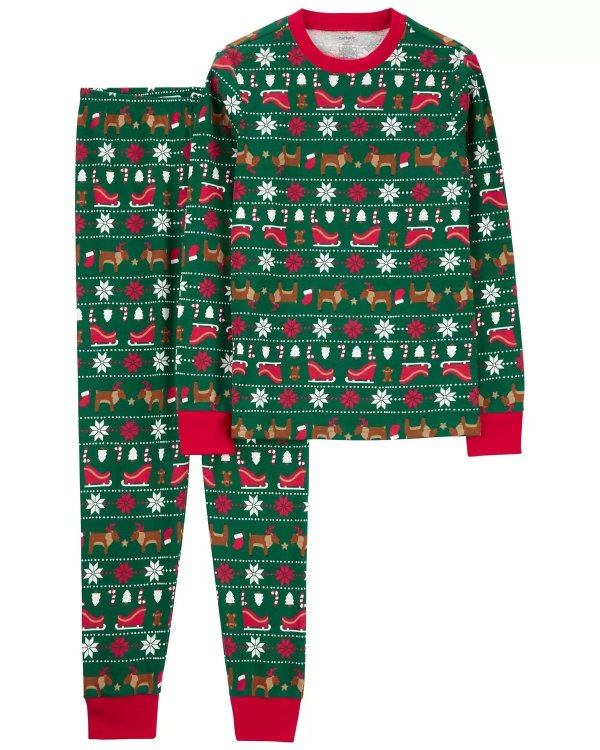Adult 2-Piece Fair Isle 100% Snug Fit Cotton Pajamas
