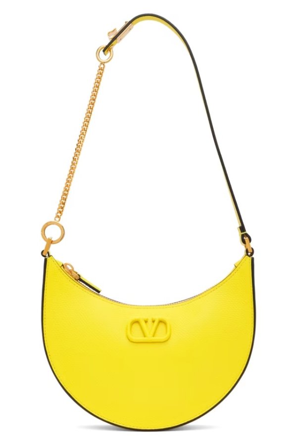 Yellow Mini VLogo Signature Hobo Bag