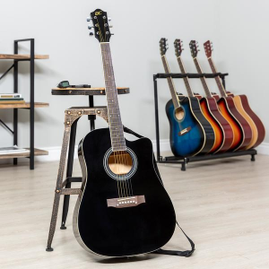 41in Full Size Beginner Acoustic Cutaway Guitar Set w/ Case, Capo, Tuner