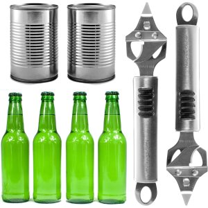 Bottle Opener & Can Punch Multitool by Natures Kitchen - Commercial Grade Stainless Steel