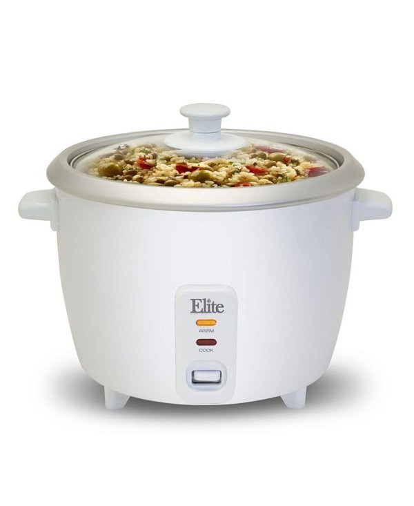 Elite Cuisine 6 Cup Rice Cooker with Glass Lid