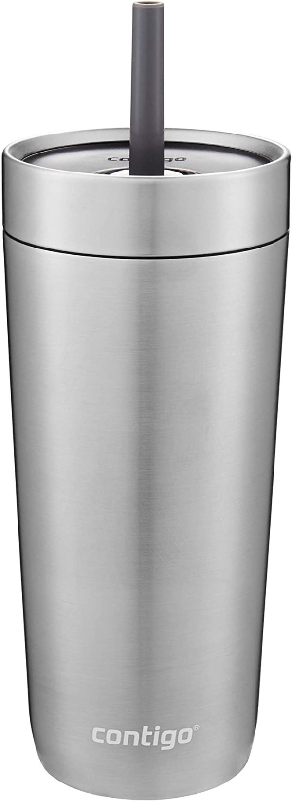 Luxe Stainless Steel Tumbler with Spill-Proof Lid and Straw | Insulated Travel Tumbler with No-Spill Straw, 18 oz, Stainless Steel