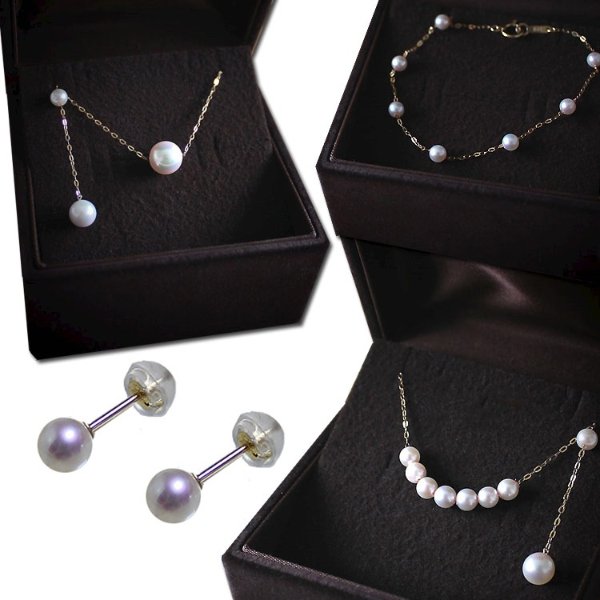 Pearl oyster pearl akoya lucky bag pearl necklace breath pierced earrings K18/K14WG