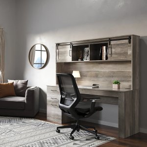 Realspace Peakwood 65"W Computer Desk With Hutch And Wireless Charging