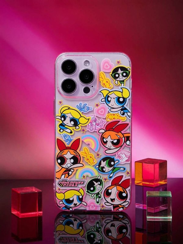 THE POWERPUFF GIRLS X SHEIN Cartoon Color Painted Phone Case