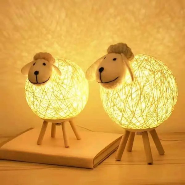 1pc Handwoven LED Sheep Night Light with Remote Control - Dimmable Moon Lamp for Sleeping, Bedroom, and Bedside Decoration, Easter Gift