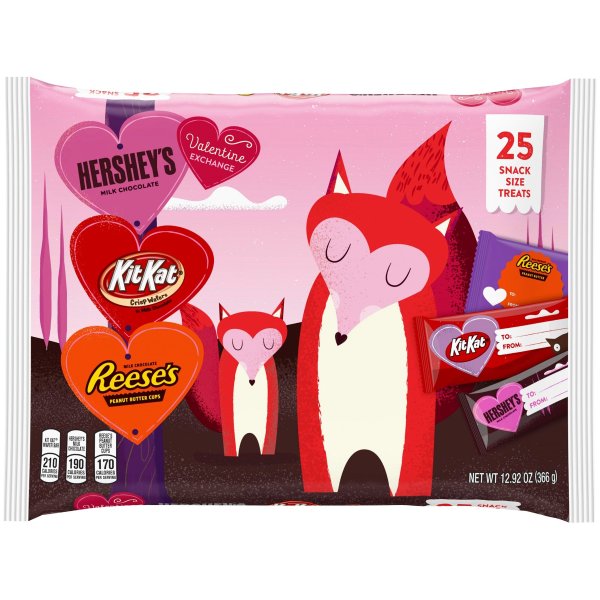 , Milk Chocolate, Reese's, & Kit Kat Snack Size Candy Bars Valentine's Exchange, 25 Piece, 12.92 Oz.