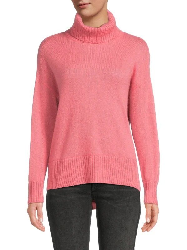 Cashmere High Low Turtleneck Sweater