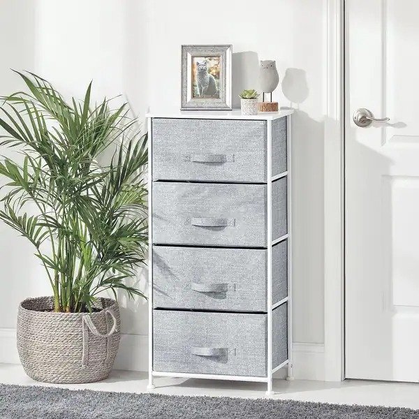 mDesign Vertical Dresser Storage Tower with 4 Drawers - Gray