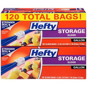 Hefty Slider Storage Bags - Gallon Size, 4 Boxes of 30 Bags
