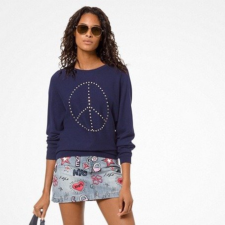 Peace Studded Cotton-Blend Pullover