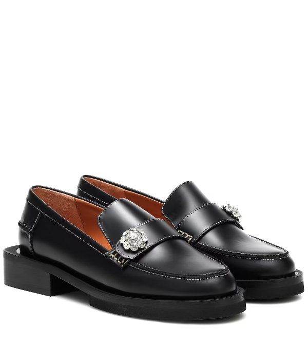 Jewel leather loafers
