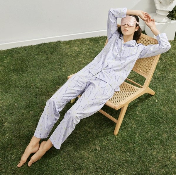 Grass Bouquet Series Women's Lavender Printed Pajama Set