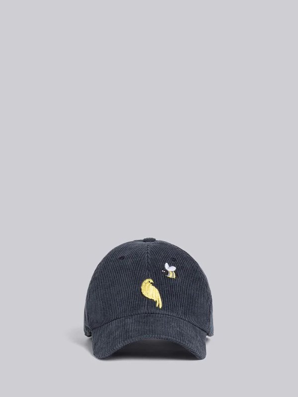 SATIN STITCH BIRDS AND BEES CLASSIC 6-PANEL BASEBALL CAP | Thom Browne Official