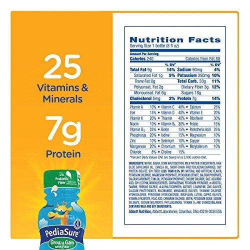 Grow & Gain Nutrition Shake with Fiber For Kids, Vanilla, 8 fl oz, 24 Count
