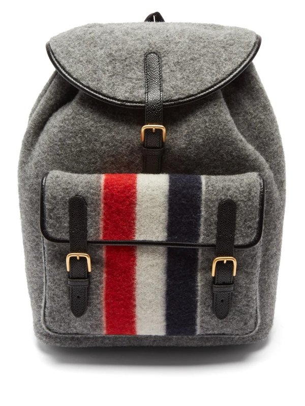 Tricolour-stripe wool-blend felt backpack | Thom Browne