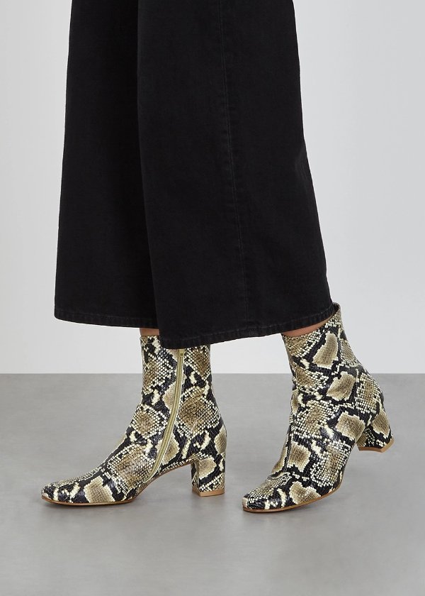 Sofia 65 python-effect leather ankle boots