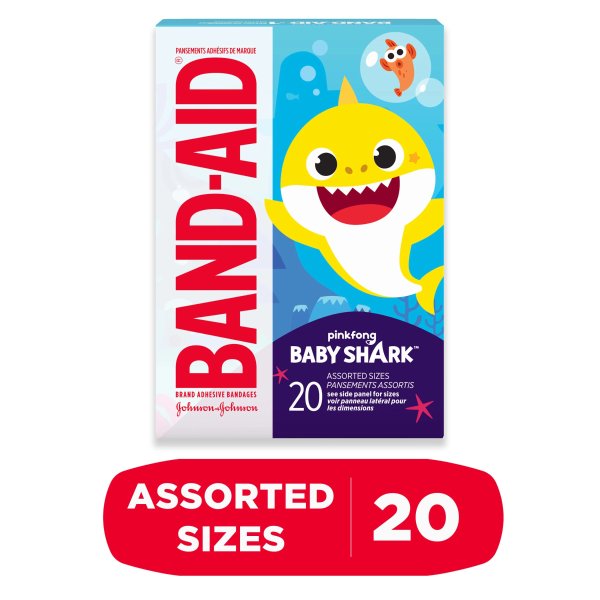 Bandages for Kids, Pinkfong Baby Shark, Assorted, 20 ct