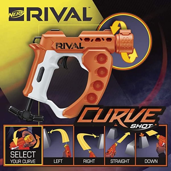Rival Curve Shot -- Flex XXI-100 Blaster -- Fire Rounds to Curve Left, Right, Downward or Fire Straight -- 5 Rival Rounds