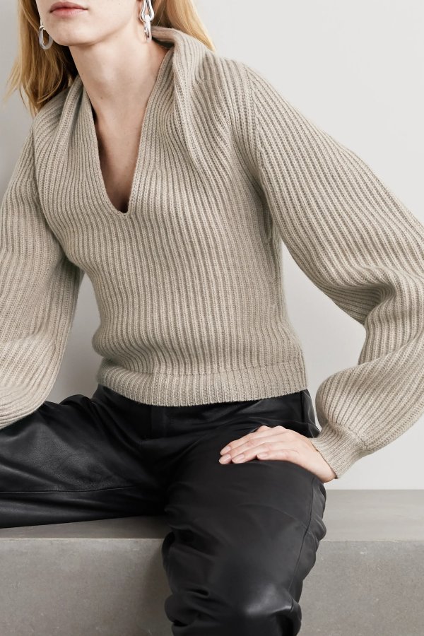 Ribbed wool-blend sweater