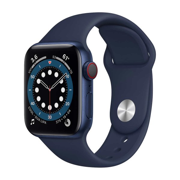 Watch Series 6 GPS + Cellular, 40mm, With Deep Navy Sport Band, Blue