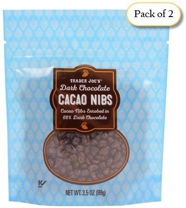 Trader Joe’s Dark Chocolate Cocoa Nibs, 3.5oz Re-Sealable Bag (Pack of 2)