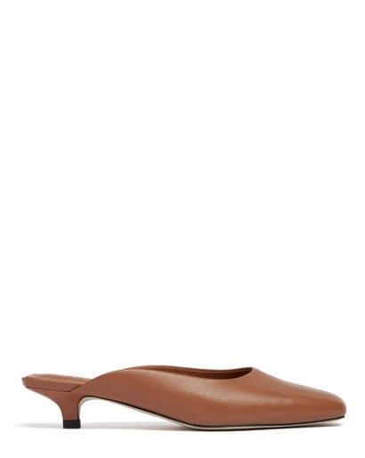 CYRIS - SQUARE TOE MULES BROWN KID LEATHER