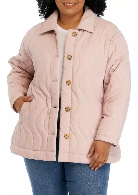 Plus Size Long Sleeve Quilted Jacket