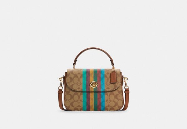 Marlie Top Handle Satchel In Signature Canvas With Stripe