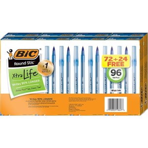 BIC Round Stic Xtra Life Ballpoint Pen, Medium Point, Blue Ink
