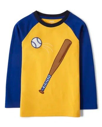 Boys Long Raglan Sleeve Embroidered Baseball Top - Lil Champ