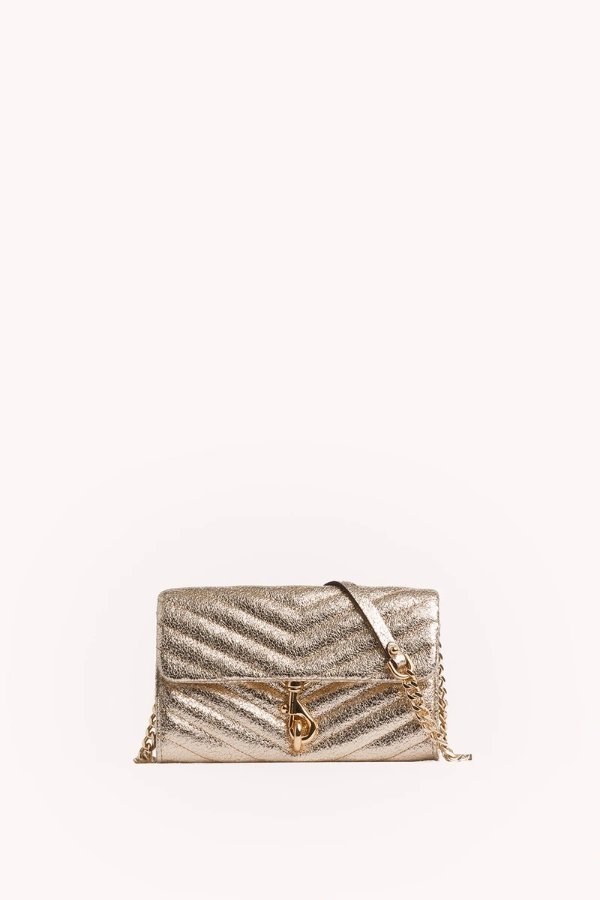 Edie Leather Wallet On Chain, Champagne | Rebecca Minkoff