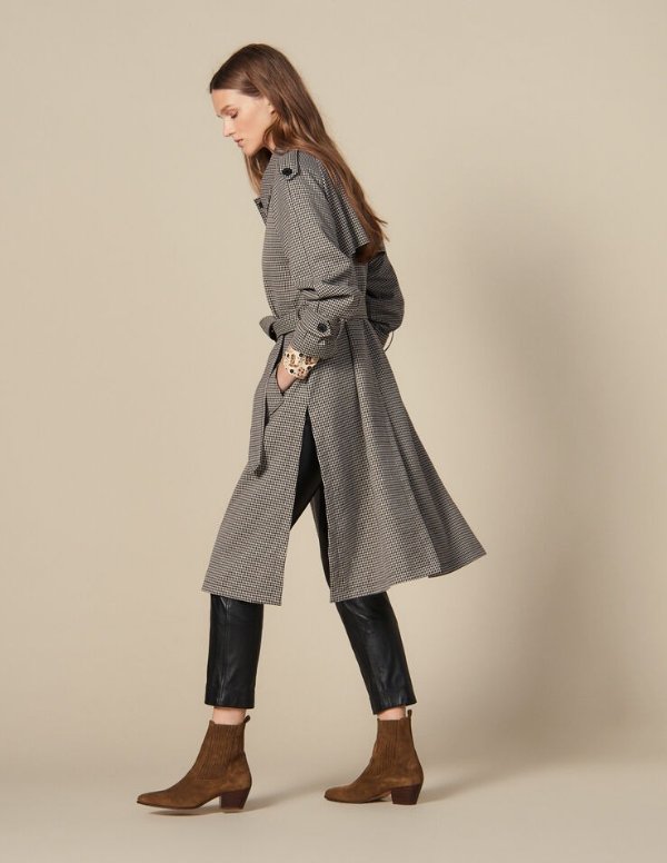Trench coat with side slits