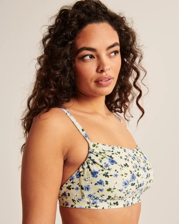 Women's Curve Love Straight Neck Swim Top | Women's Up To 25% Off Select Styles | Abercrombie.com