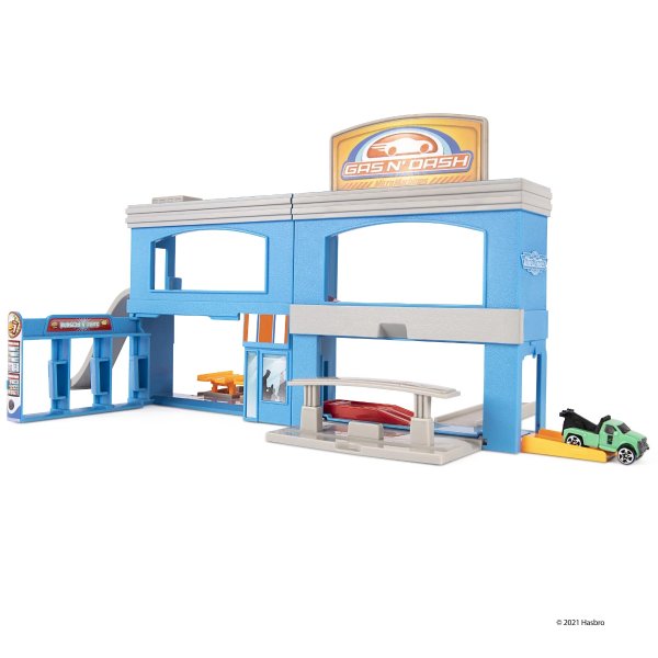 Medium Transforming Playset, Gas N Dash - Expanding Playset with Included Exclusive Vehicle - Toy Cars for Kids and Collectors - Collect Them All