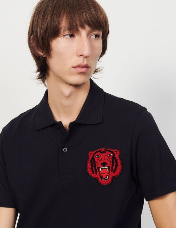 Cotton polo shirt with patch