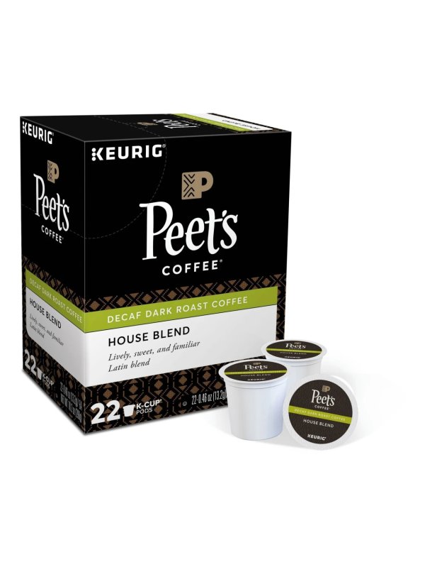 Peet's® Coffee & Tea Single-Serve Coffee K-Cup®, Decaffeinated, House Blend, Carton Of 22 Item # 147099