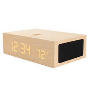 GOgroove - BlueSYNC TYM Bluetooth Wireless Wood Stereo Speaker & Alarm Clock w/ LED Time Display