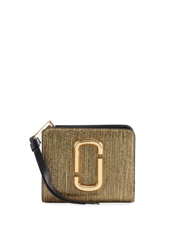 The Marc Jacobs Mini Metallic Leather Compact Zip Wallet | Neiman Marcus