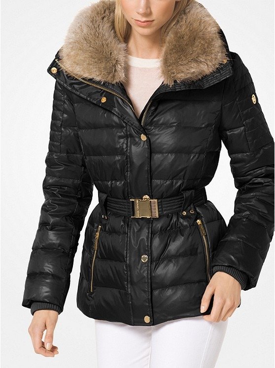 Quilted Down and Faux Fur Puffer Jacket