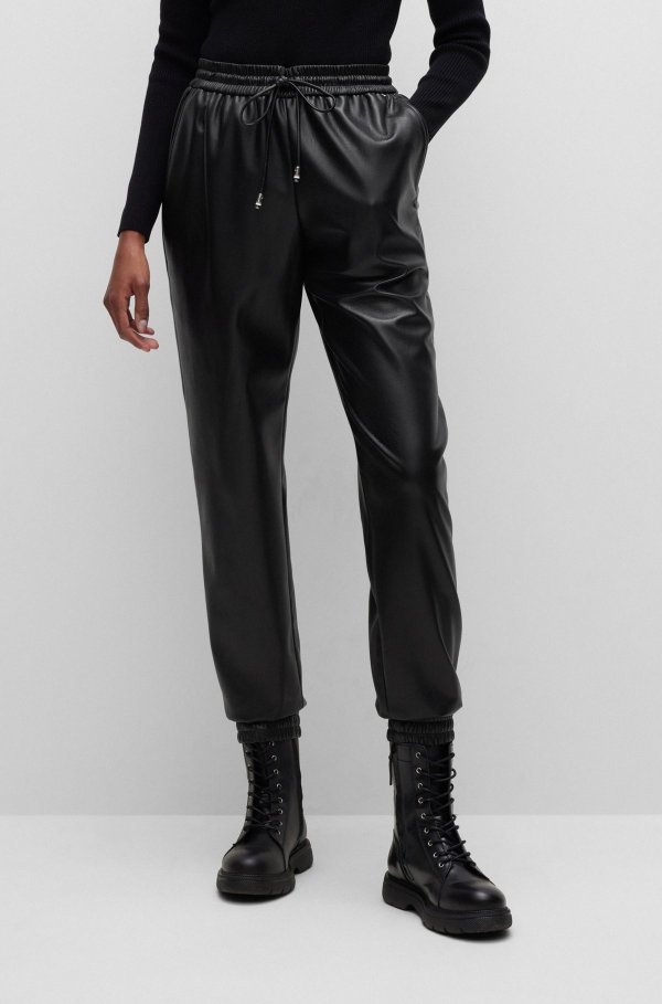 Regular-fit tracksuit bottoms in faux leather