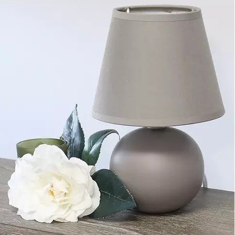 Mini Ceramic Globe Table Lamp 2 Pack Set, Gray