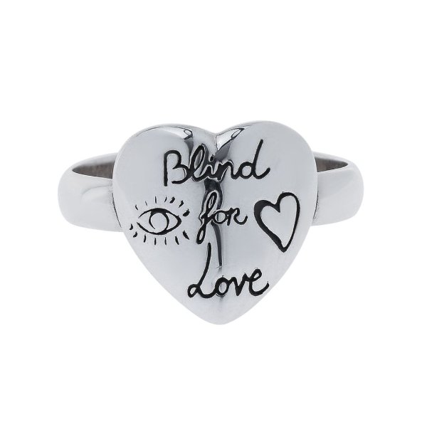 Blind for Love Sterling Silver Heart Band Ring Sz. 6.75