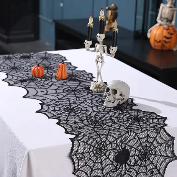 1pc Halloween Spider Web Design Disposable Table Runner