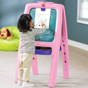 Step2 Easel for Two, Pink chalk and white board with 77 Piece Art Kit