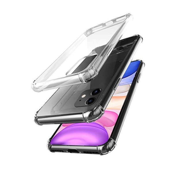 iPhone 11 (6.1'') Clear Case, Hybrid Shock Absorbing TPU Frame & Rigid Back Plate Protective Case for iPhone 11 (2019) - Clear