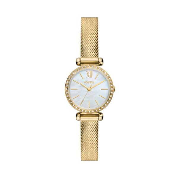 women's tillie mini three-hand, gold-tone stainless steel mesh watch