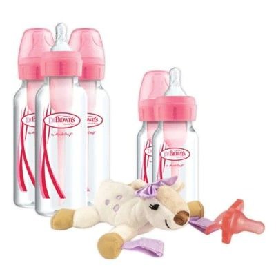 Dr Brown's Natural Flow® 6-Piece Animal Lovey, Bottle and Pacifier Gift Set in Pink