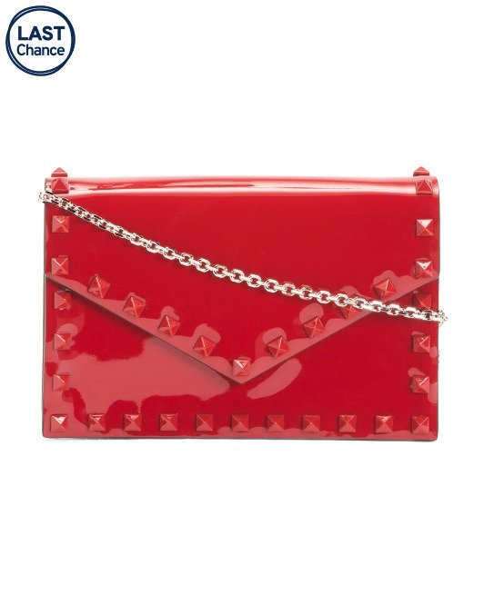 Made In Italy Patent Leather Studded Chain Pouch | Handbags | Marshalls