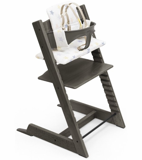 Tripp Trapp High Chair and Cushion withTray - Hazy Grey / Stars Multi